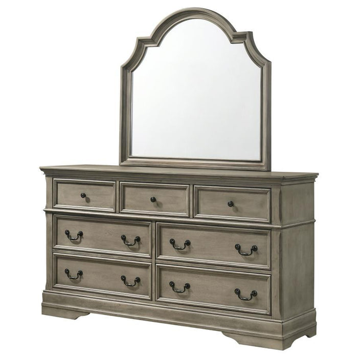 Manchester - 7-Drawer Dresser With Mirror - Wheat Brown