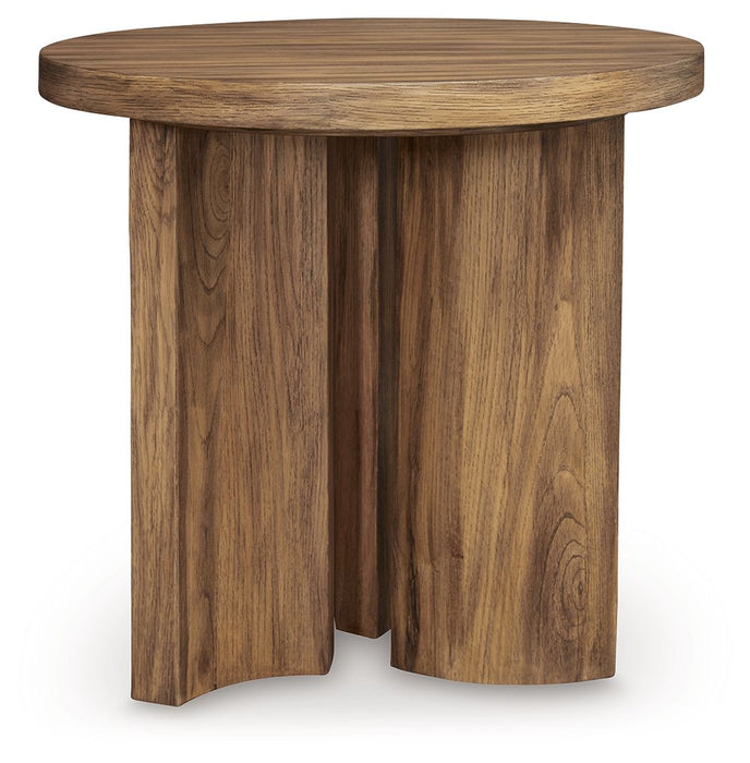 Austanny - Warm Brown - Round End Table