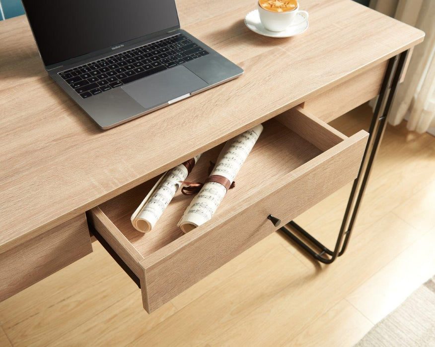 Computer Desk Writing Desk With One Drawer Metal Legs And USB Outlet Port