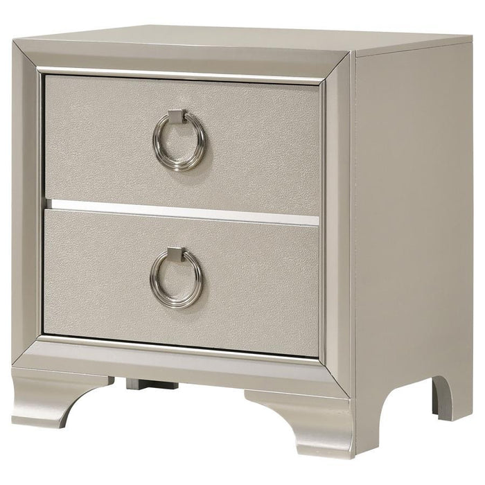 Salford - 2-Drawer Nightstand - Metallic Sterling