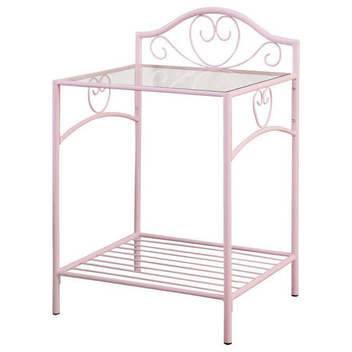 Massi - Metal 1-Shelf Nightstand - Powder Pink