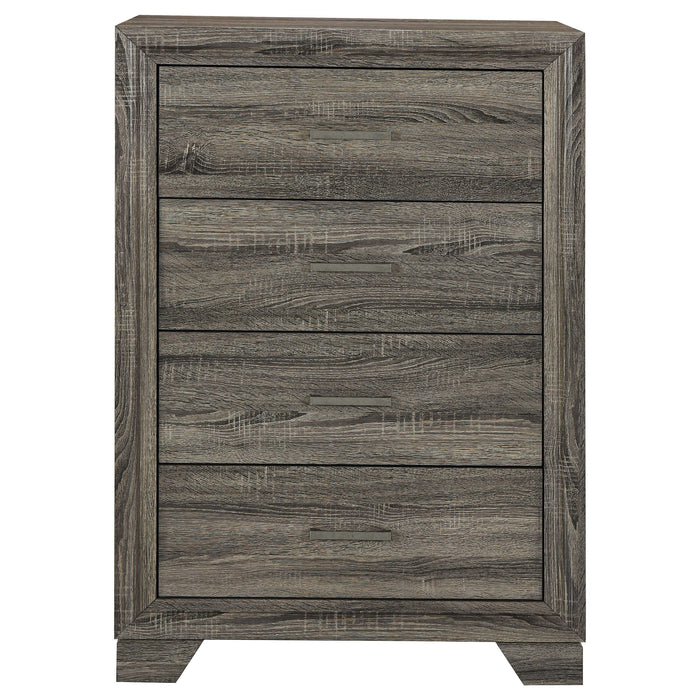 Wright - 4-Drawer Chest Of Drawers - Brown Oak