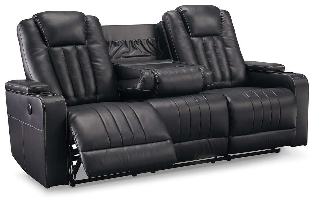 Center Point - Black - Rec Sofa W/Drop Down Table