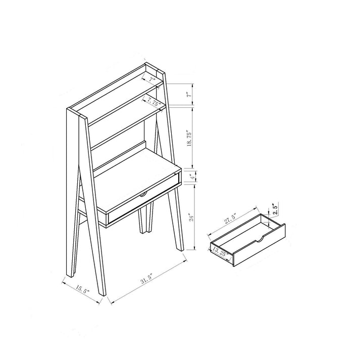 Ladder Desk, Home Office Study Desk With Drawer And Two Shelves