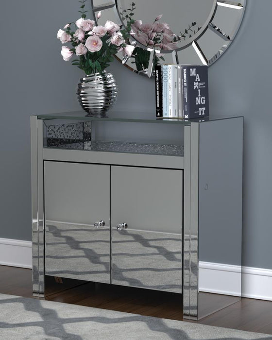 Betsey - 2-Door Mirrored Acrylic Storage Accent Cabinet - Silver