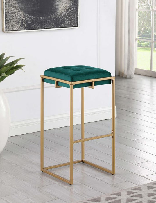 Nadia - Upholstered Backless Bar Stool (Set of 2) - Hunter Green