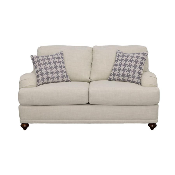 Glenn - Upholstered English Arm Loveseat - Light Gray And Blue