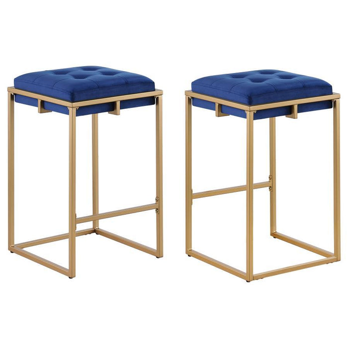 Nadia - Upholstered Backless Counter Stool (Set of 2) - Blue