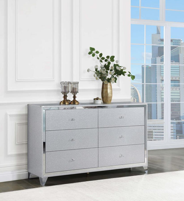 Larue - 6-Drawer Dresser - Silver