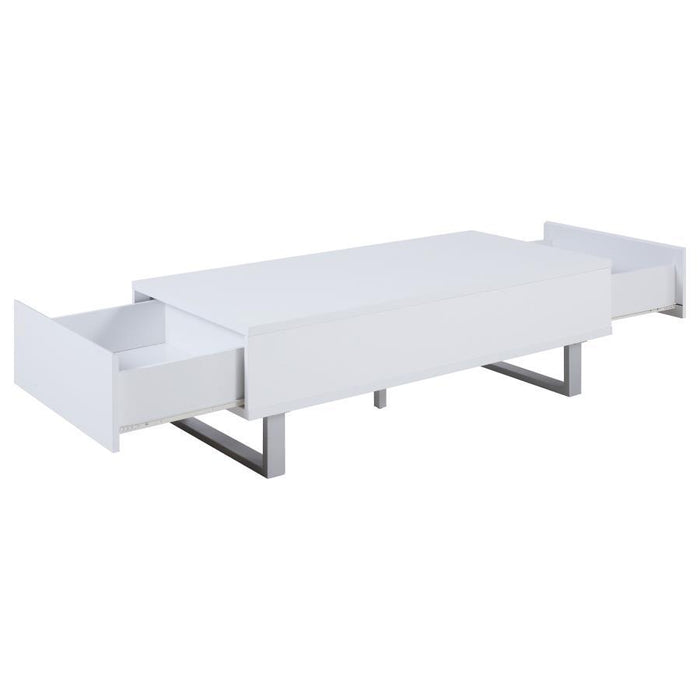 Atchison - 2-Drawer Rectangular Coffee Table - White High Gloss