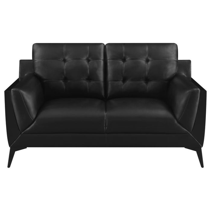 Moira - Upholstered Wedge Arm Tufted Loveseat - Black