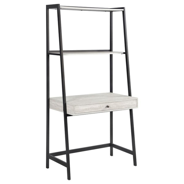 Pinckard - 3 Piece Ladder Desk And Bookcase Set - Gray Stone