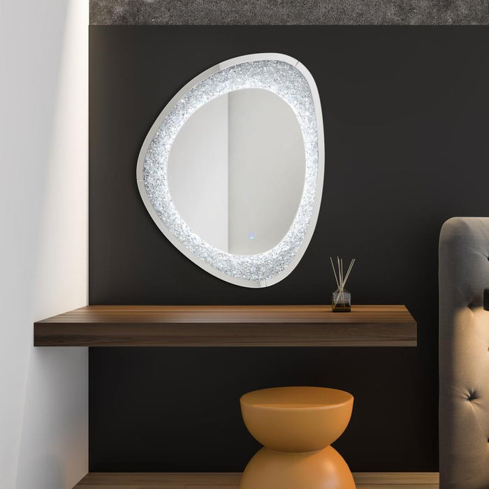 Mirage - Acrylic Crystal LED Wall Mirror - Silver