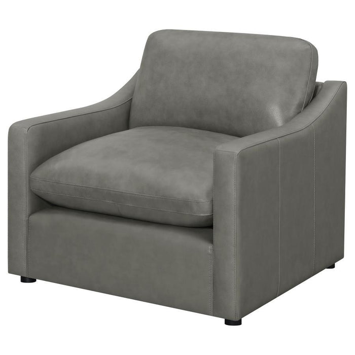 Grayson - Leather Upholstered Sloped Arm Accent Chair - Gray