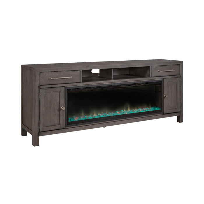 Modern Farmhouse - 78" Console With Fire - Dark Gray