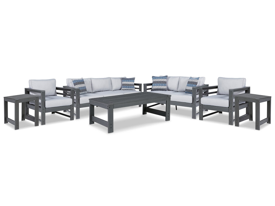 Amora Outdoor Sofa, Loveseat and 2 Lounge Chairs with Coffee Table and 2 End Tables