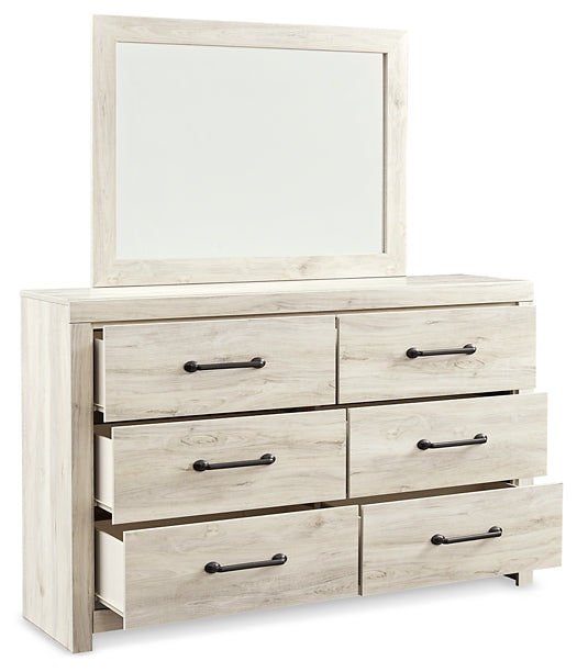 Cambeck Twin Panel Bed with Mirrored Dresser and Nightstand