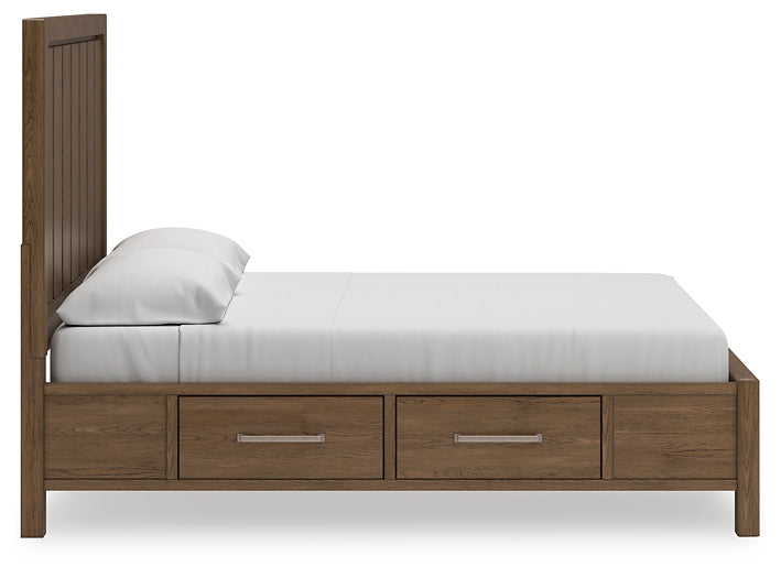 Cabalynn California King Panel Bed with Storage with Mirrored Dresser