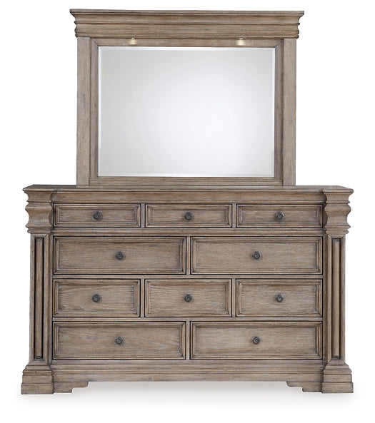 Blairhurst King Panel Bed with Mirrored Dresser