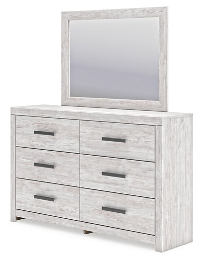 Cayboni King Panel Bed with Mirrored Dresser