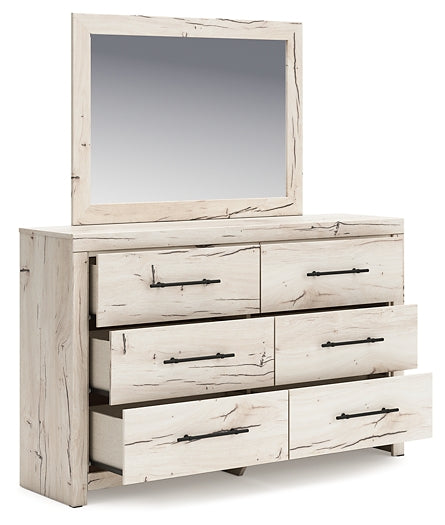 Lawroy Twin Panel Bed with Mirrored Dresser