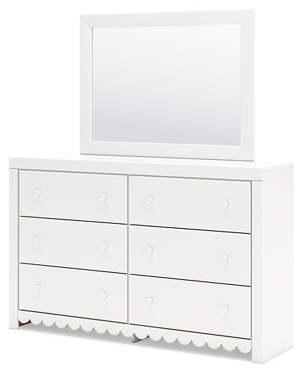 Mollviney Full Panel Headboard with Mirrored Dresser and Nightstand