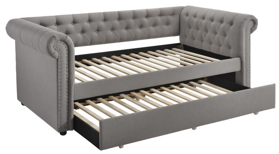 Kepner - Upholstered Twin Daybed With Trundle - Gray