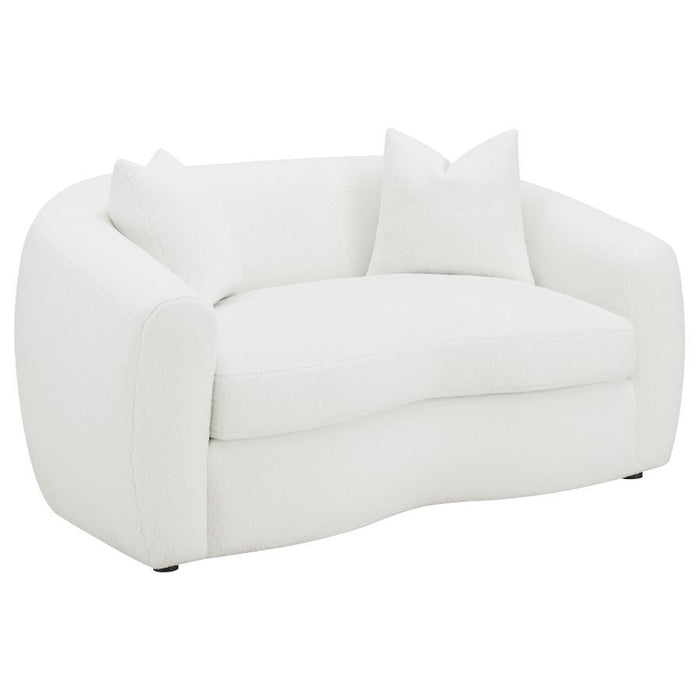 Isabella - Faux Sheepskin Upholstered Loveseat Natural - Ivory