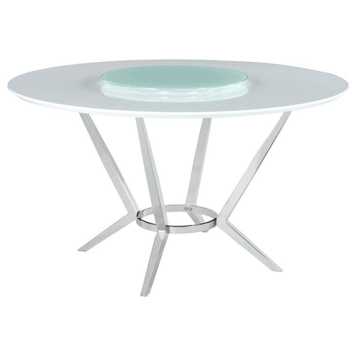 Abby - Round Lazy Susan Dining Table - White High Gloss