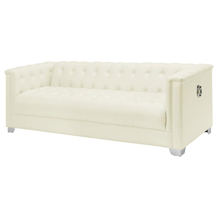 Chaviano - Upholstered Track Arm Sofa - Pearl White