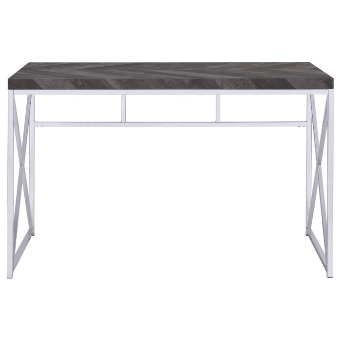 Grimma - Writing Office Desk - Rustic Gray And Chrome