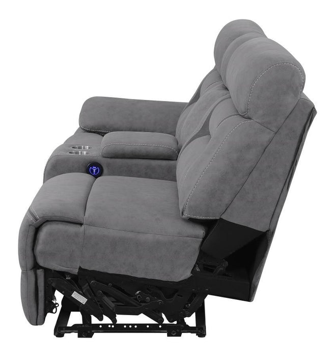 Higgins - Upholstered LAF Power Loveseat - Gray