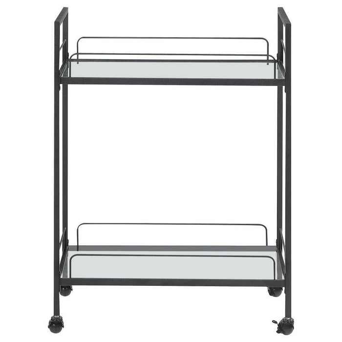 Curltis - 2-Tier Rectangular Glass Shelf Metal Bar Cart - Black