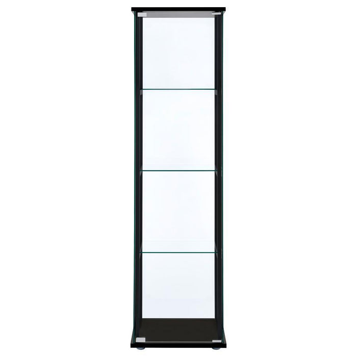 Cyclamen - 4-Shelf Clear Glass Curio Display Cabinet - Black