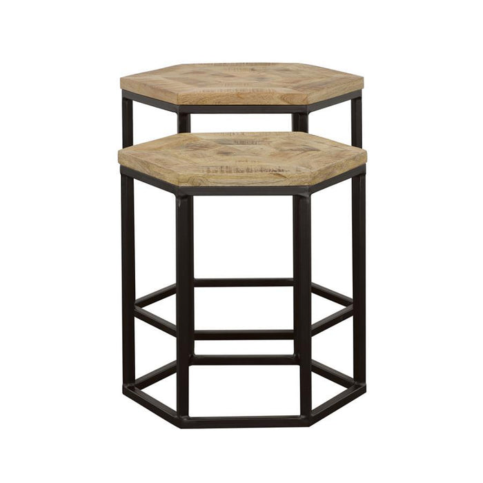 Adger - 2 Piece Hexagonal Nesting Tables - Natural And Black