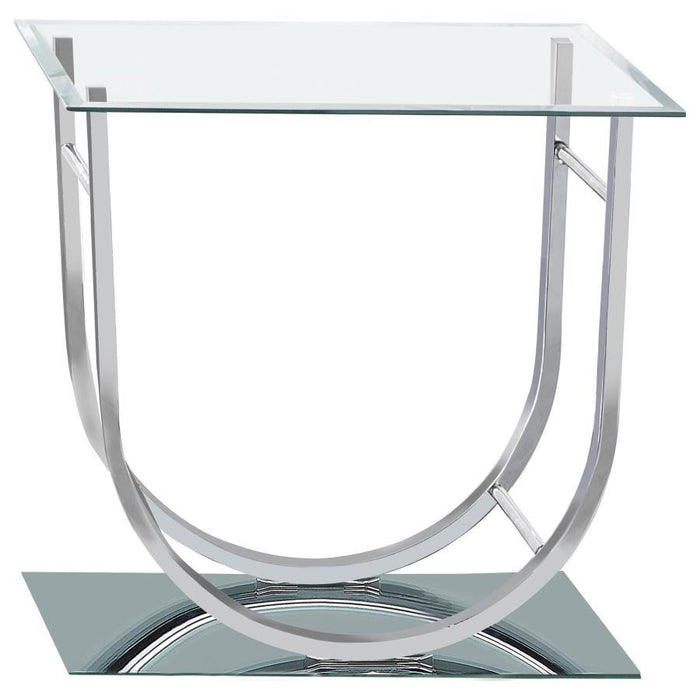 Danville - Square U-Shaped Glass Top Side End Table - Chrome