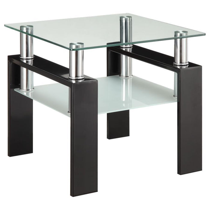 Dyer - 1-Shelf Square Glass Top Side End Table - Black