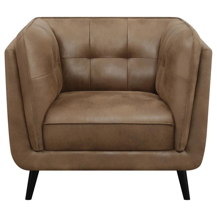 Thatcher - Upholstered Tuxedo Arm Tufted Accent Chair - Brown