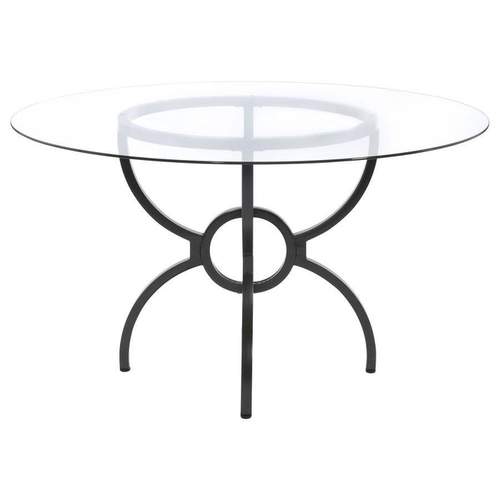 Aviano - Round Glass Top Metal Dining Table - Gunmetal