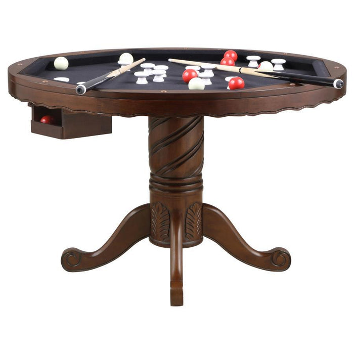 Turk - Round Dining And Billiard Poker Game Table - Tobacco