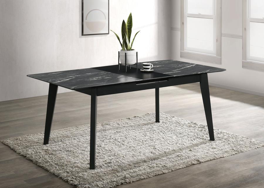 Crestmont - Extension Dining Table Faux Marble - Black