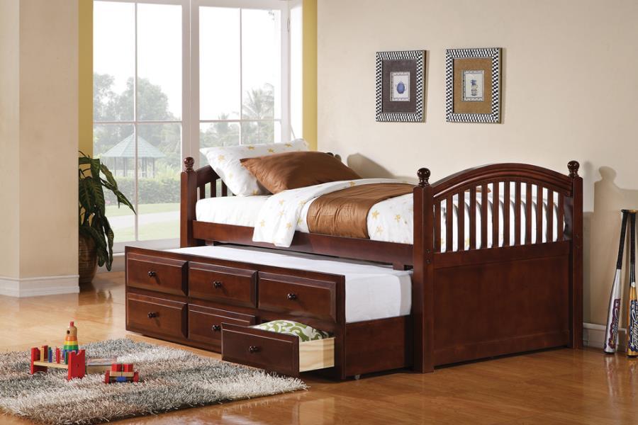 Norwood - 3-Drawer Twin Bed With Captains Trundle - Chestnut