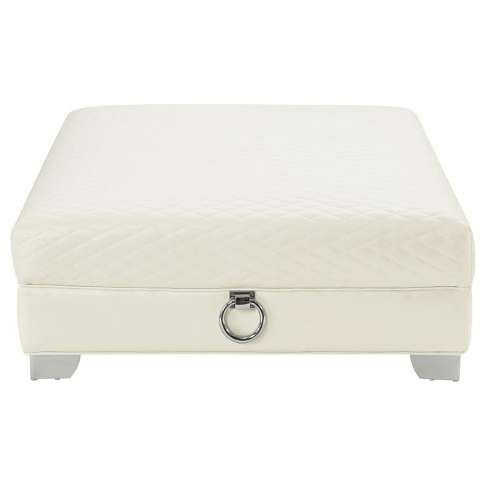 Chaviano - Square Upholstered Ottoman - Pearl White