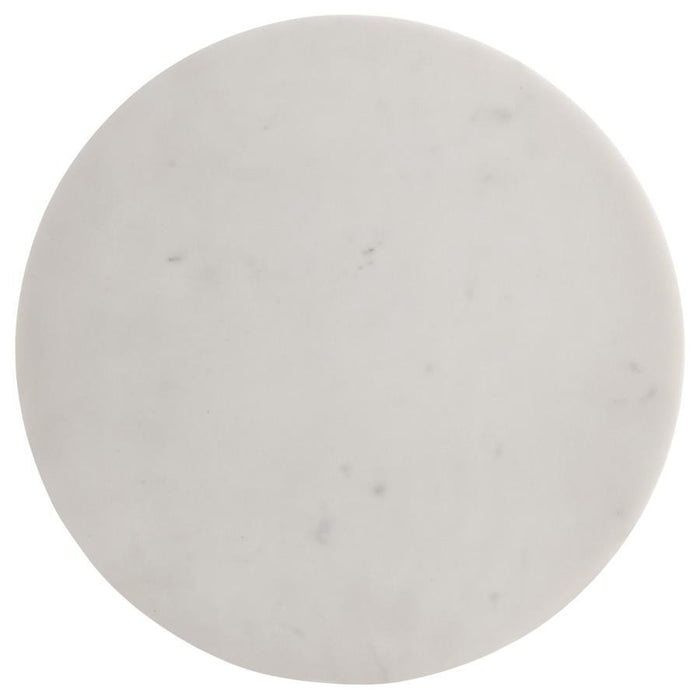 Colette - Round Marble Top Side Table - White And Dark Gray