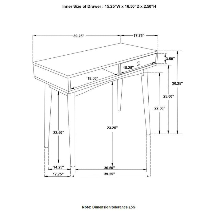 Bradenton - 1-Drawer Wood Writing Desk - White