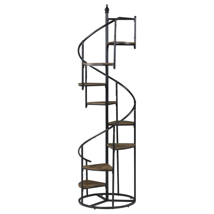 Roseglen - 8-Shelf Staircase Bookshelf - Rustic Brown