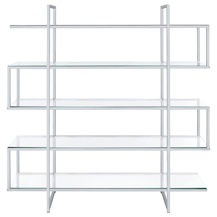 Elmer - 5-Shelf Bookshelf - Clear And Chrome