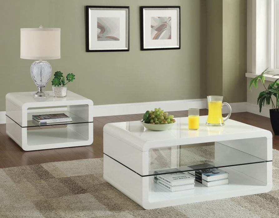 Elana - 1-Shelf Rectangular Side End Table - White High Gloss