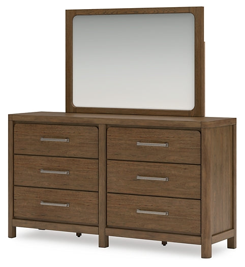 Cabalynn California King Panel Bed with Storage with Mirrored Dresser and 2 Nightstands